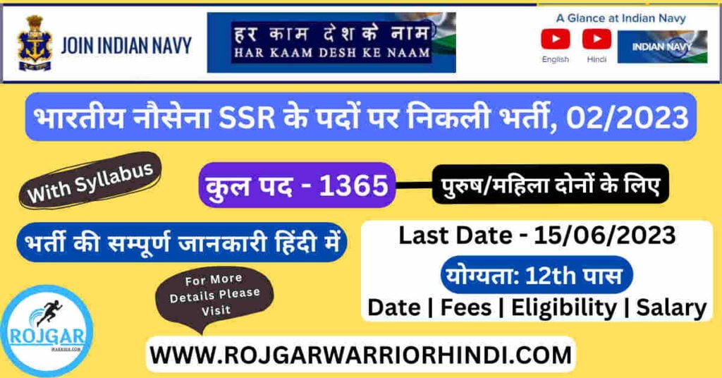 Indian Navy Agniveer SSR Recruitment 02/2023 Batch